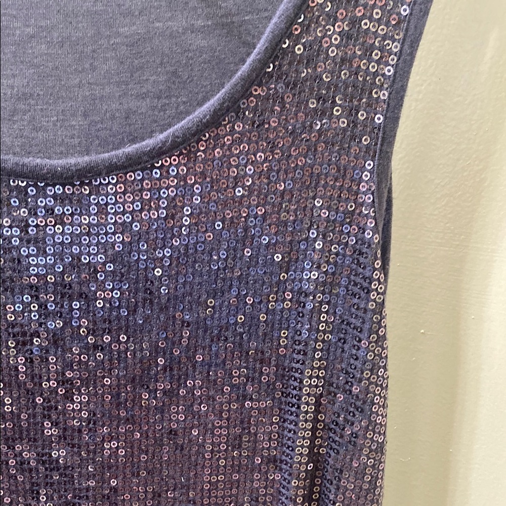 Studio Y Women's Gray Sequin Tank Top - Picture 3 of 4